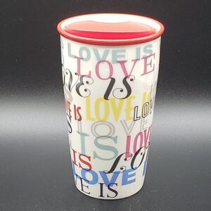 Starbucks Love Is Insulated Red Lid Ceramic 12oz. Travel Tumbler